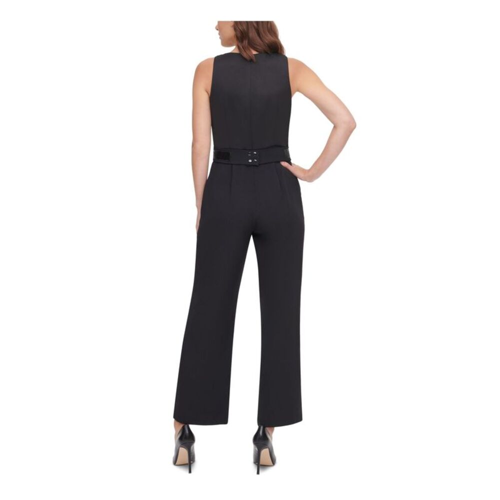 ELIZA J Womens Black Sleeveless Cowl Neck Evening Cropped Jumpsuit Petites 10P - Picture 2 of 3